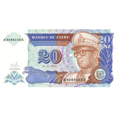 P56 Zaire - 20 N. Zaires Year 1993